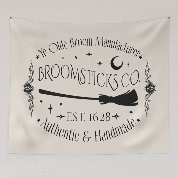 Item preview, Broomsticks Co, Cool Halloween Design, One Of Matching Four Cream Color designed and sold by TrulyEpoque.