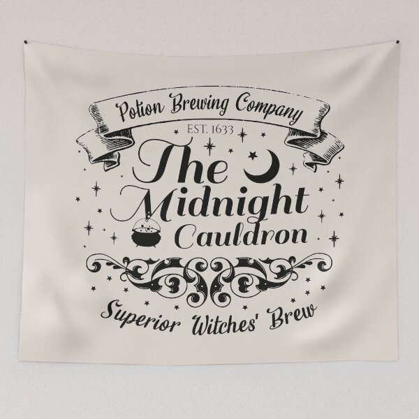 Item preview, The Midnight Cauldron, Cool Halloween Design, One Of Matching Four Cream Color designed and sold by TrulyEpoque.
