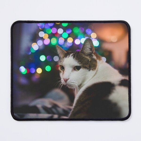 Item preview, Cat Infront Of Christmas Tree With Lights Cutest Cat Pics designed and sold by CutestCatPics.