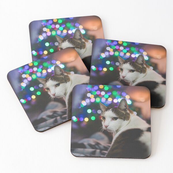 Item preview, Cat Infront Of Christmas Tree With Lights Cutest Cat Pics designed and sold by CutestCatPics.