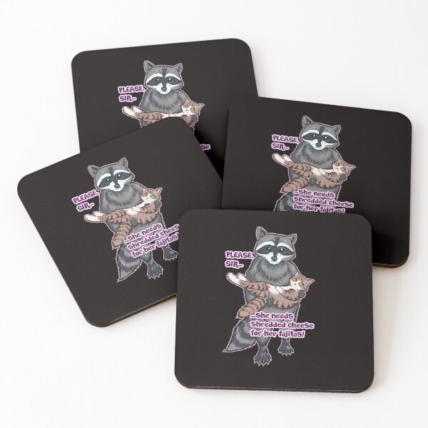 Item preview, She needs shredded cheese for her fajitas! Raccoon and Kitty Cat meme designed and sold by crizltron.