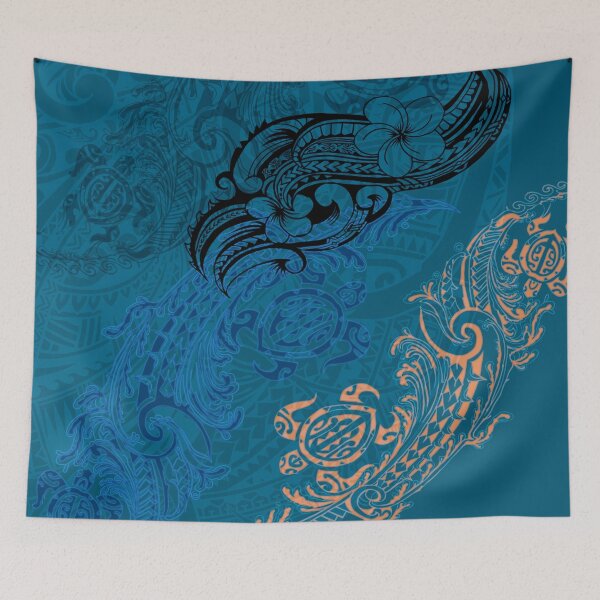 Item preview,  Vintage Ocean Blue Turtle Tapestry Artboard 3434 designed and sold by sunnthreads.