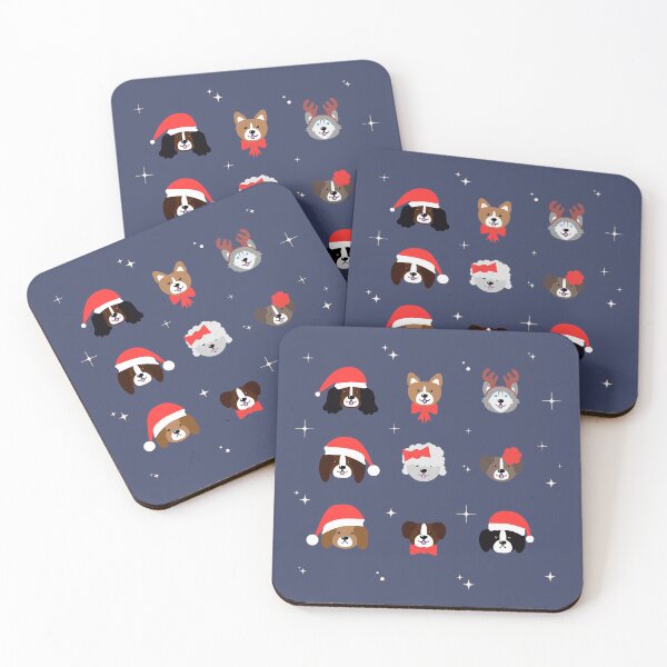 Item preview, Cute dogs Christmas time in deep blue background designed and sold by IlustraDeni.