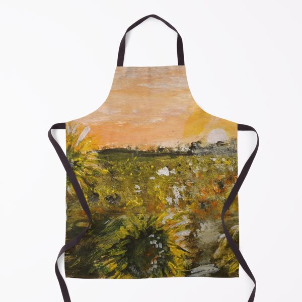 Item preview, Sunflower field orange sunset acrylic painting designed and sold by WorldOfWendyArt.