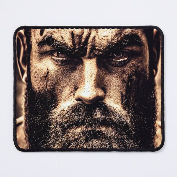 Item preview, Legendary Barbarian Warrior – Portrait Of A Cool Hairy Bearded Barbarian Warrior | Midjourney AI Generated Art designed and sold by MadeByRobots.