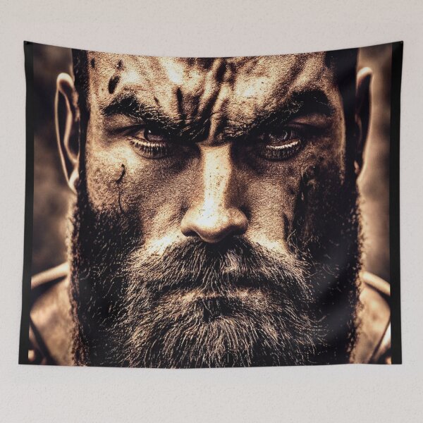 Item preview, Legendary Barbarian Warrior  –  Portrait Of A Cool Hairy Bearded Barbarian  Warrior | Midjourney AI Generated Art designed and sold by MadeByRobots.