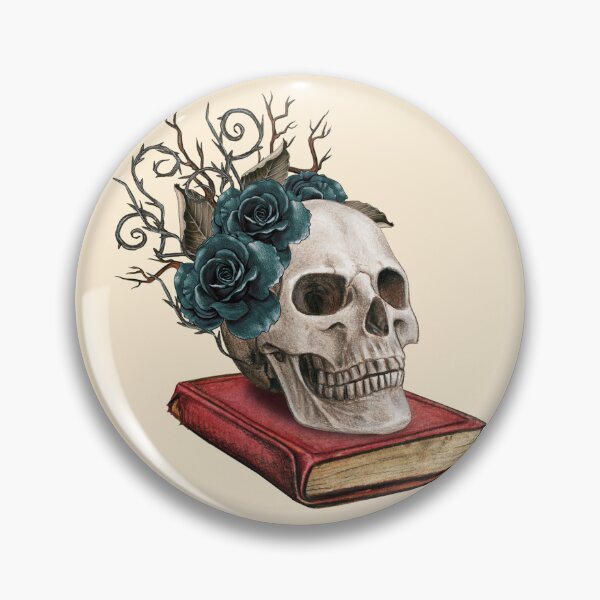 Item preview, Skull with Blue Roses on Book designed and sold by VirtualFaries.