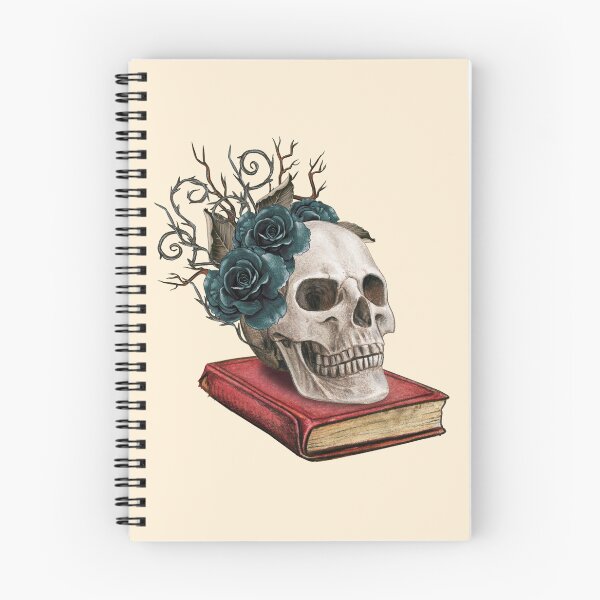 Item preview, Skull with Blue Roses on Book designed and sold by VirtualFaries.