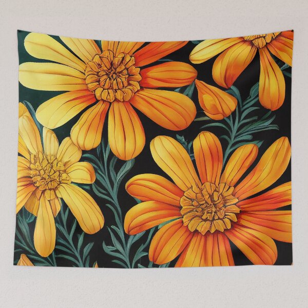 Item preview, Marigold Floral Print designed and sold by ThePurpleMelon.