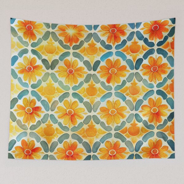 Item preview, Marigold Floral Print designed and sold by ThePurpleMelon.
