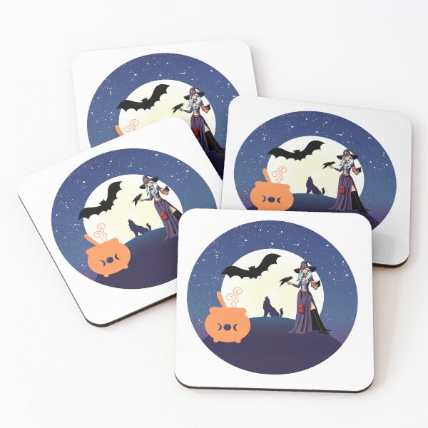 Item preview, A moonlight wolf dog and witch scene. Halloween Dog. Creepy Dog. Scary Dog. designed and sold by Doggymadness.