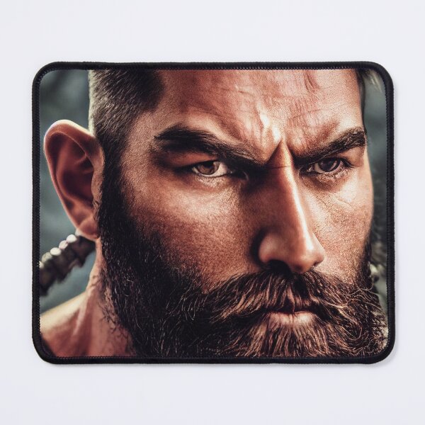 Item preview, Legendary Barbarian Warrior – Portrait Of A Cool Hairy Bearded Barbarian Warrior | Midjourney AI Generated Art designed and sold by MadeByRobots.