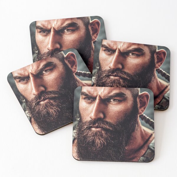 Item preview, Legendary Barbarian Warrior  –  Portrait Of A Cool Hairy Bearded Barbarian  Warrior | Midjourney AI Generated Art designed and sold by MadeByRobots.