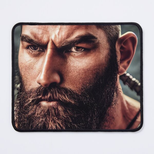 Item preview, Legendary Barbarian Warrior – Portrait Of A Cool Hairy Bearded Barbarian Warrior | Midjourney AI Generated Art designed and sold by MadeByRobots.