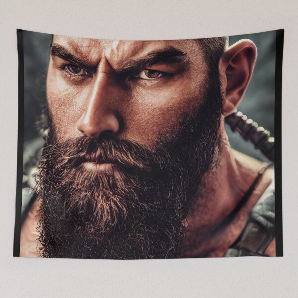 Item preview, Legendary Barbarian Warrior  –  Portrait Of A Cool Hairy Bearded Barbarian  Warrior | Midjourney AI Generated Art designed and sold by MadeByRobots.