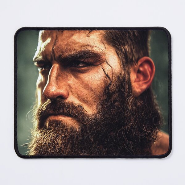 Item preview, Legendary Barbarian Warrior – Portrait Of A Cool Hairy Bearded Barbarian Warrior | Midjourney AI Generated Art designed and sold by MadeByRobots.