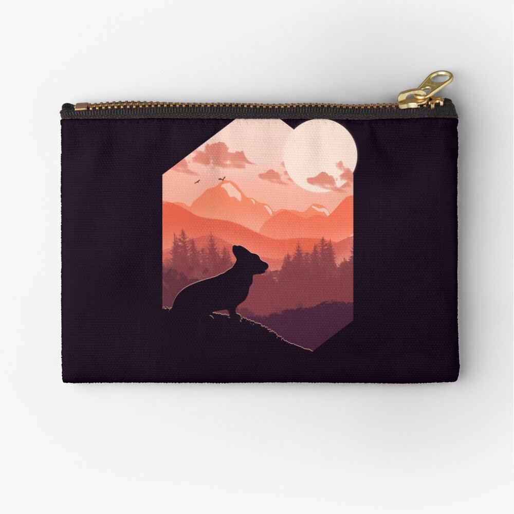 Corgi watching Forest Zipper Pouch
