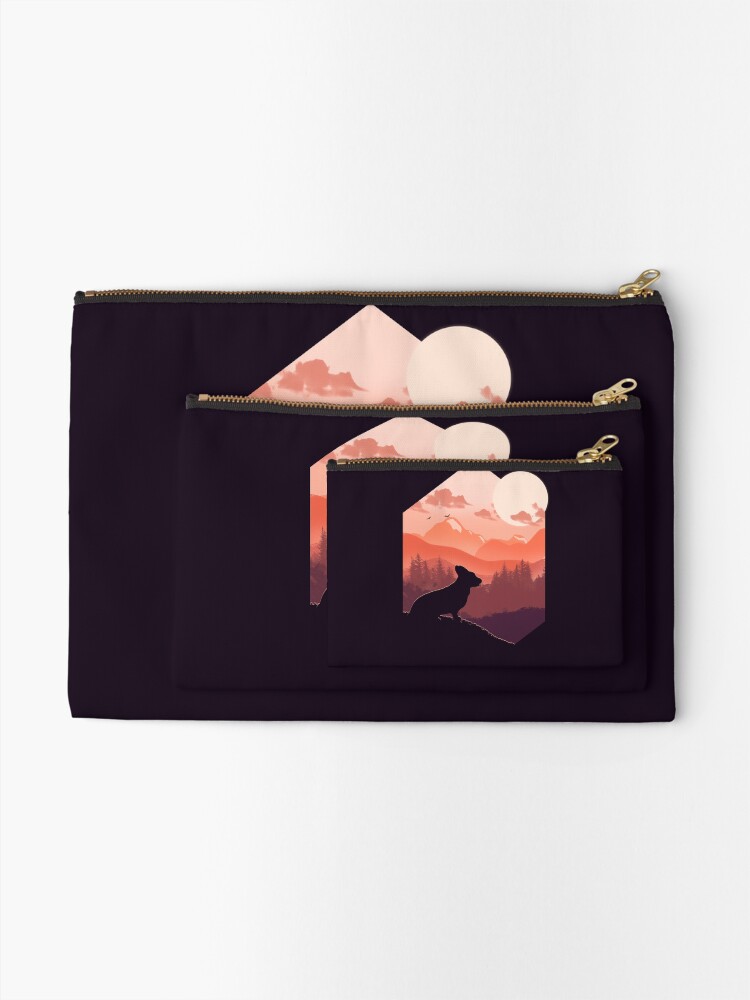 Alternate view of Corgi watching Forest Zipper Pouch