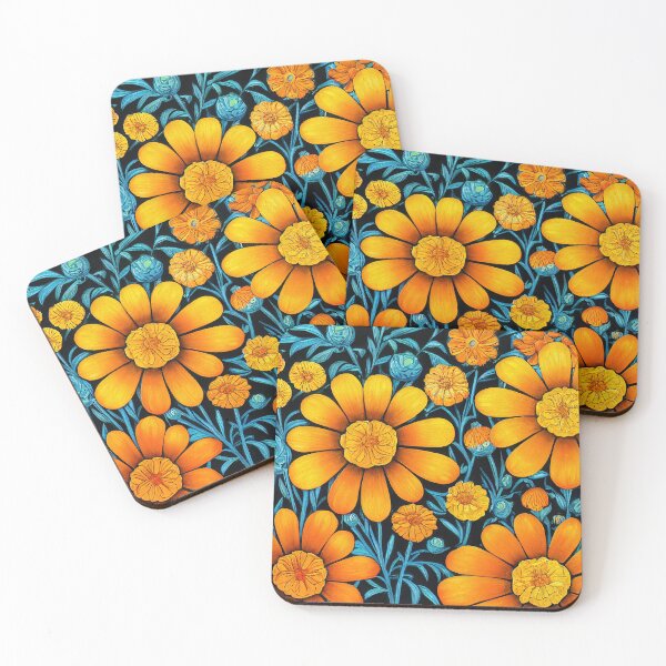 Item preview, Marigold Floral Print designed and sold by ThePurpleMelon.
