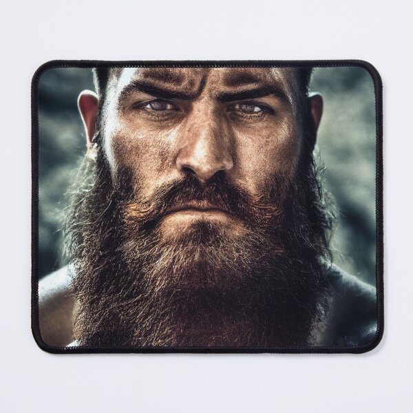 Item preview, Legendary Barbarian Warrior – Portrait Of A Cool Hairy Bearded Barbarian Warrior | Midjourney AI Generated Art designed and sold by MadeByRobots.