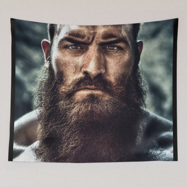 Item preview, Legendary Barbarian Warrior  –  Portrait Of A Cool Hairy Bearded Barbarian  Warrior | Midjourney AI Generated Art designed and sold by MadeByRobots.