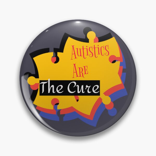 Item preview, Autistics Are the Cure for Society (Autism Anti Cure) • Yellow Red Blue Puzzle Piece designed and sold by GladBlackLamb.