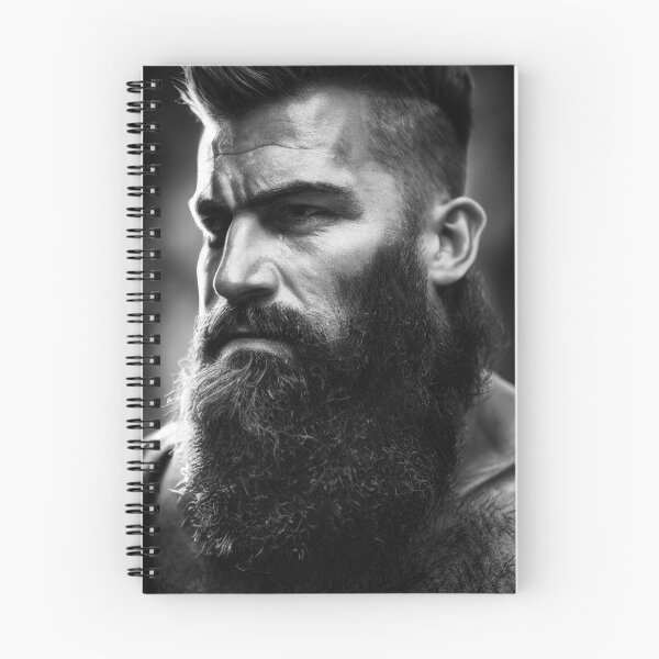 Item preview, Legendary Barbarian Warrior  –  Black And White Portrait Of A Cool Hairy Bearded Barbarian  Warrior | Midjourney AI Generated Art designed and sold by MadeByRobots.