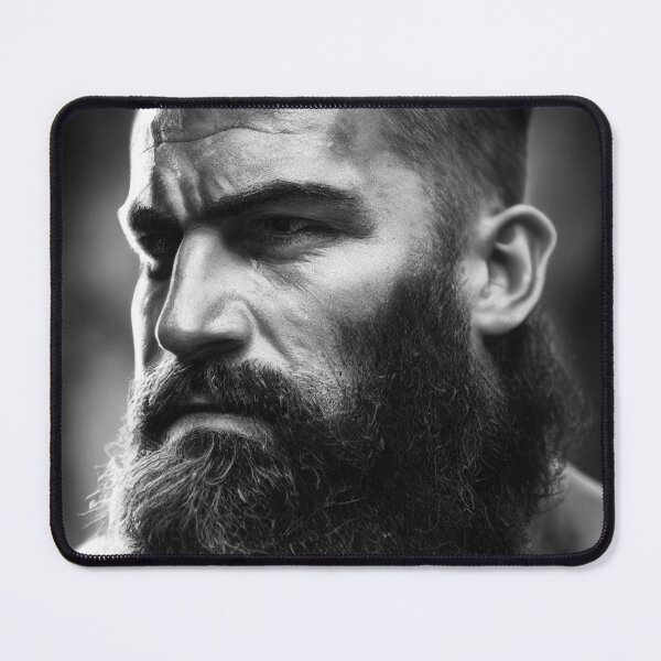 Item preview, Legendary Barbarian Warrior  –  Black And White Portrait Of A Cool Hairy Bearded Barbarian  Warrior | Midjourney AI Generated Art designed and sold by MadeByRobots.