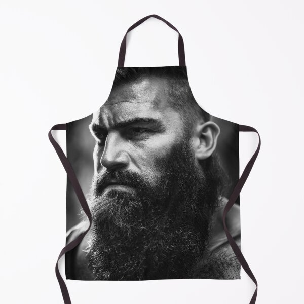 Item preview, Legendary Barbarian Warrior – Black And White Portrait Of A Cool Hairy Bearded Barbarian Warrior | Midjourney AI Generated Art designed and sold by MadeByRobots.