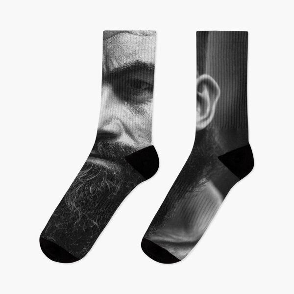 Item preview, Legendary Barbarian Warrior  –  Black And White Portrait Of A Cool Hairy Bearded Barbarian  Warrior | Midjourney AI Generated Art designed and sold by MadeByRobots.