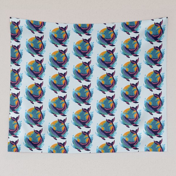 Item preview, Colorful Whale with Globe designed and sold by VirtualFaries.