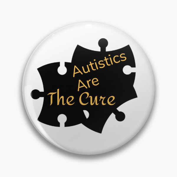 Item preview, Autistics Are the Cure for Society (Autism Anti Cure) • Yellow Black Puzzle Piece designed and sold by GladBlackLamb.
