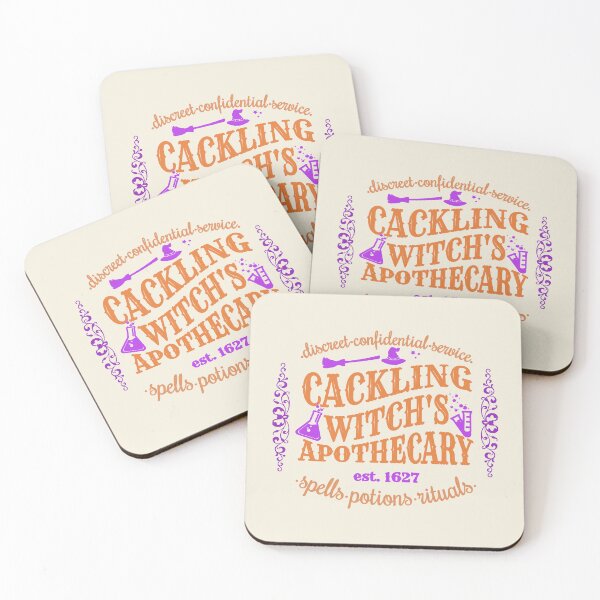 Item preview, Colorful Cackling Witch's Apothecary, Cool Halloween Design, One Of Matching Four Cream Color designed and sold by TrulyEpoque.