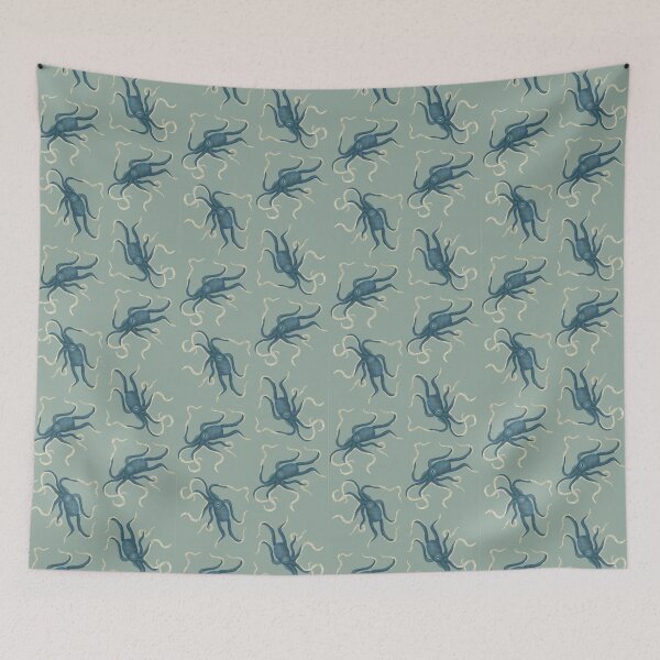 Item preview, Blue octopus repeating pattern designed and sold by PauwieArtStudio.