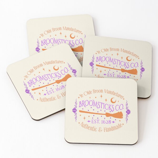 Item preview, Colorful Broomsticks Co, Cool Halloween Design, One Of Matching Four Cream Color designed and sold by TrulyEpoque.