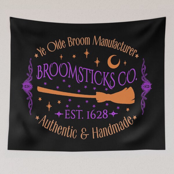 Item preview, Colorful Broomsticks Co, Cool Halloween Design, One Of Matching Four Black Base Colour designed and sold by TrulyEpoque.