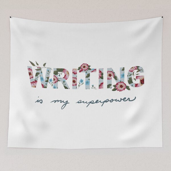 Item preview, Writing Is My Superpower - White designed and sold by BookTalkBecky.