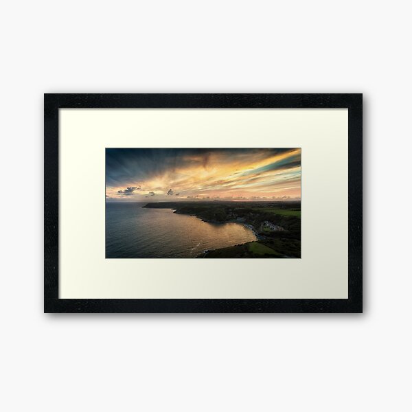 Caswell Bay sunset Framed Art Print