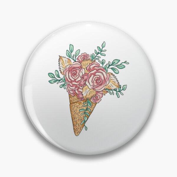 Item preview, design of an ice cream cone with a floral bouquet designed and sold by 1White-Rabbit.