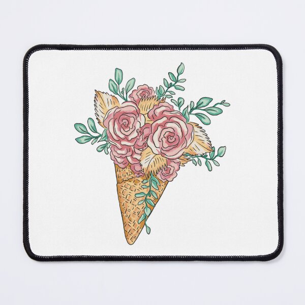 Item preview, design of an ice cream cone with a floral bouquet designed and sold by 1White-Rabbit.