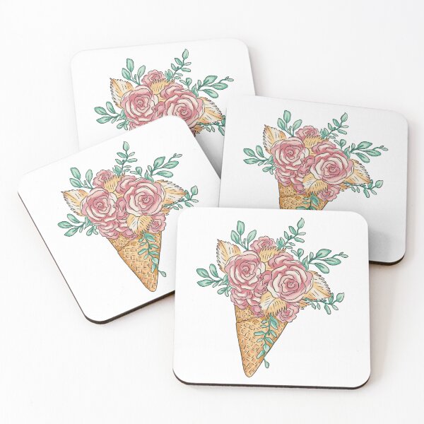 Item preview, design of an ice cream cone with a floral bouquet designed and sold by 1White-Rabbit.
