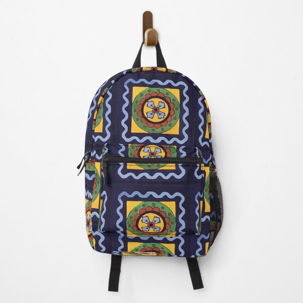 Item preview, Retro geometric navy blue mexican tile azulejo folk art designed and sold by T-Mex.