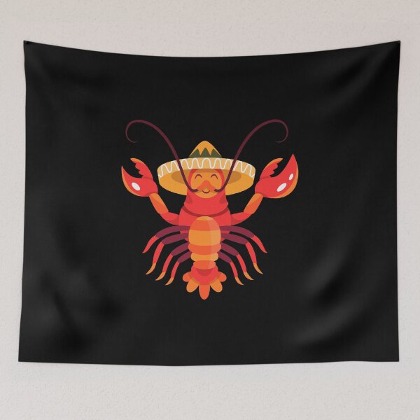 Item preview, Crustaceancore - cute and happy crawfish wearing a mexican hat designed and sold by Ach B.