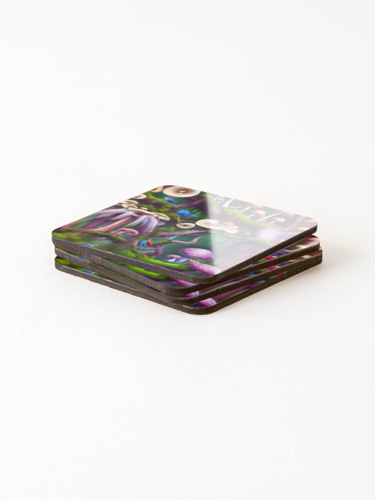 Thumbnail 4 of 5, Coasters (Set of 4), Magical forest I designed and sold by PinterPattern.