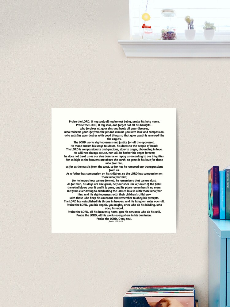 Psalm 103 Bible Verse / Psalm 103:1-22 / Bible Verse Gift, Christian Gift  Idea Art Board Print for Sale by Claude10