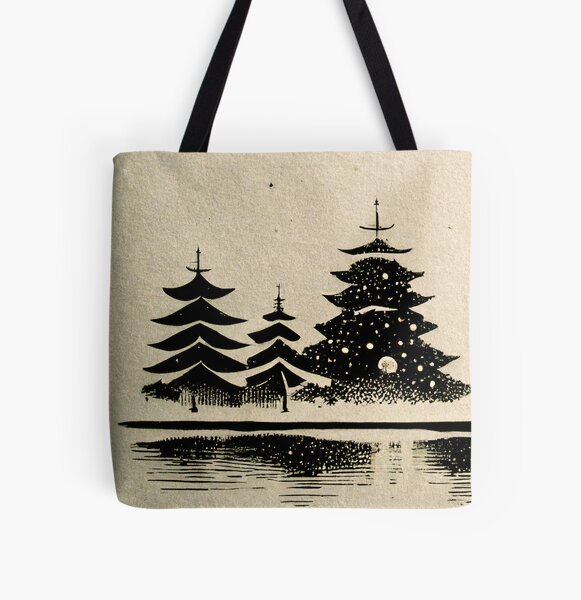 Item preview, Japanese Woodcut style christmas scene designed and sold by EarthandEase.