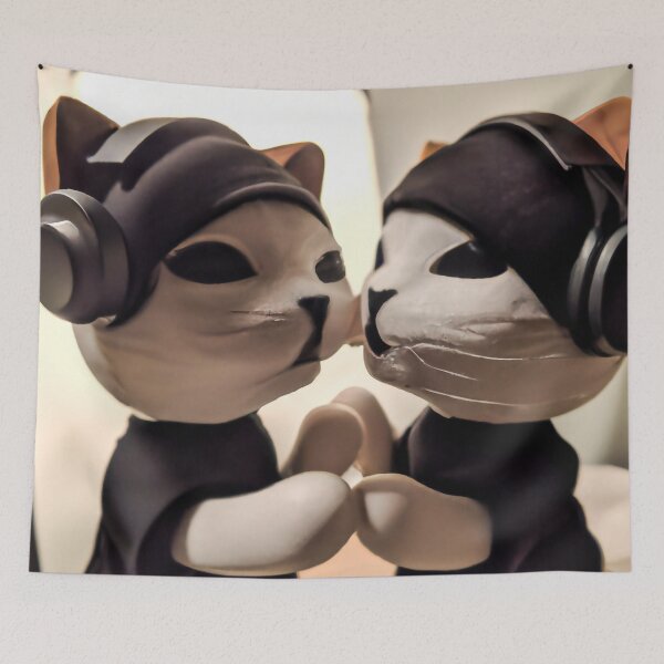 Aperçu de l'œuvre Les âmes sœurs des chats amoureux d'Ikea dans un avion de l'an 2000 chantant un chant de marin daft punk créée et vendue par Arc1.