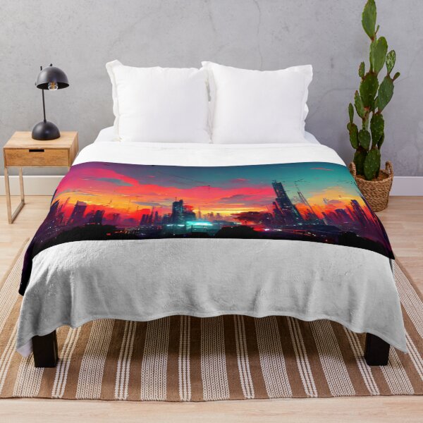 Item preview, Cyberpunk Sunset Landscape (Vibrant, Unique AI Art) designed and sold by AIntelligentArt.