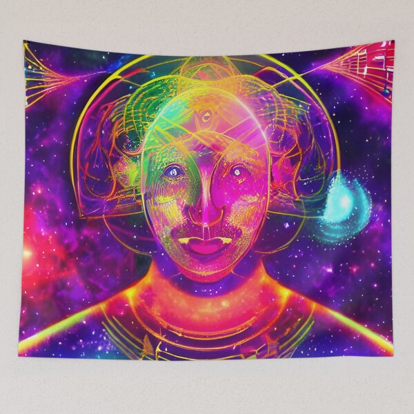 Item preview, Musical Synchronicity No.9 - Astral Cosmic AI Illustration - Male Face in Space designed and sold by Recall-Design.