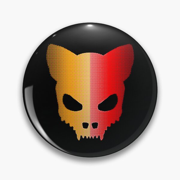 Item preview, Devil-Cat Skull In Red And Yellow Halftones designed and sold by sleepingdogprod.